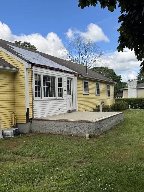 The side of the house where the addition went.