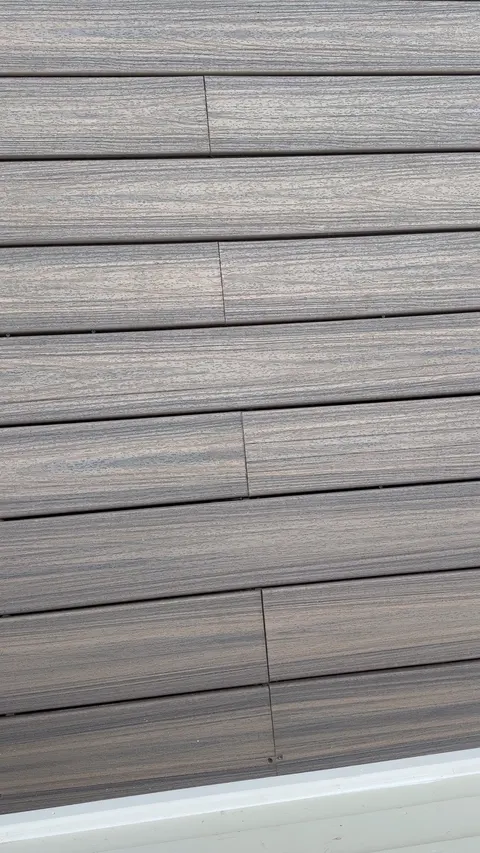 Close-up of new composite deck boards.